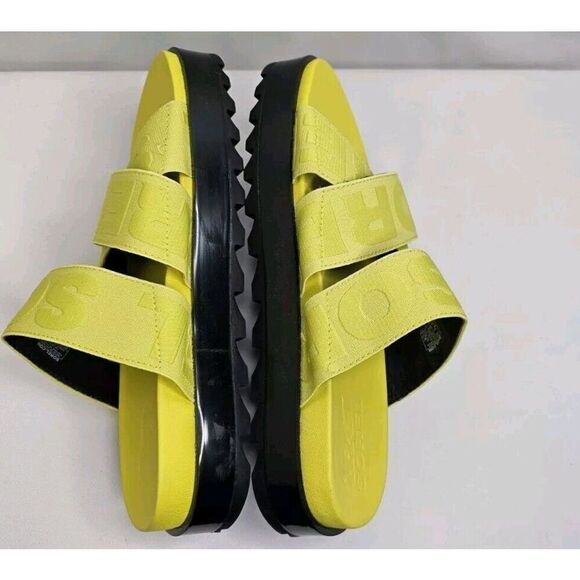 Sorel Roaming Sport Slides Neon Yellow Platform Sandals Size 7.5 - Picture 4 of 8